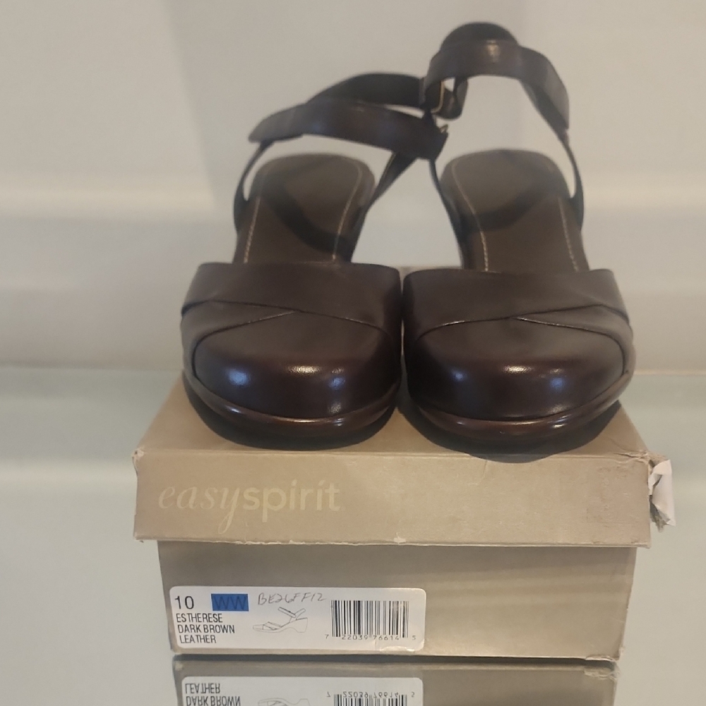 Easy Spirit Chocolate Leather Sandals